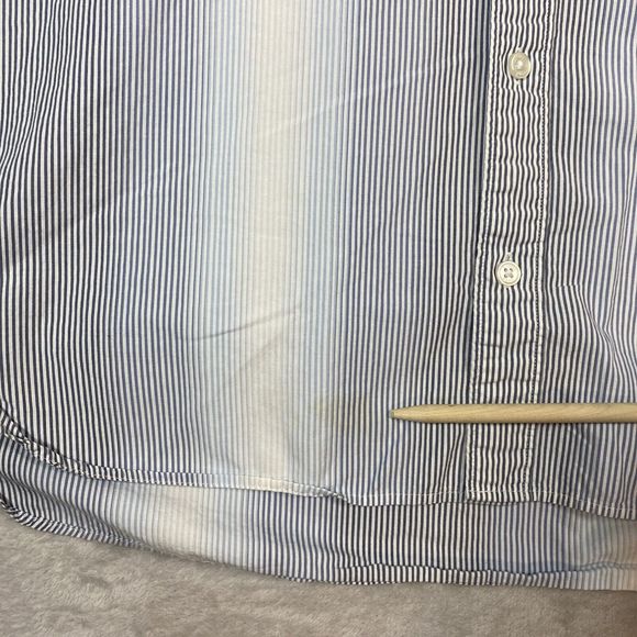 Michael Kors Men's Adult Sz L Button Shirt Long Sleeve Striped Blue/Wht Striped - Picture 7 of 8